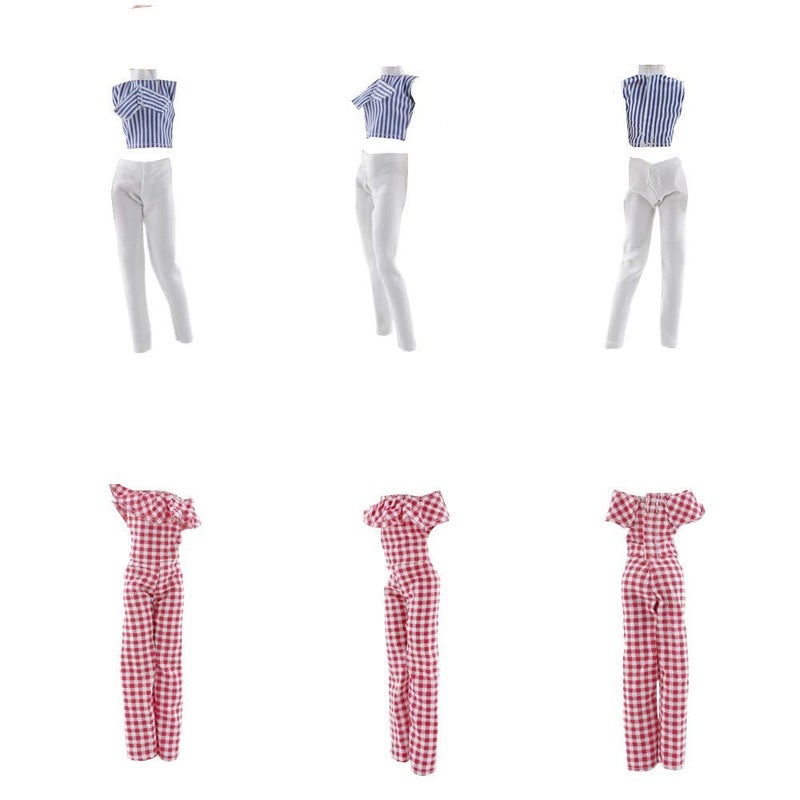 E-TING Lot 10 Items = 5 Sets Doll Clothes Casual Wear Outfit Tops Pants with 5 Pair Shoes Accessories for 11.5 Inch Doll (Style C) - Image 2